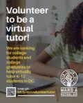 💻 Volunteer with Serve Your City/Ward 6 Mutual Aid’s Virtual Tutoring Program to support K–12 students in Washington, DC. We welcome college and graduate students, as well as professionals, who are interested in helping keep our students engaged and thriving academically. ➡️ Visit bit.ly/sycvolunteertutor (link in Linktree in bio) to learn more.