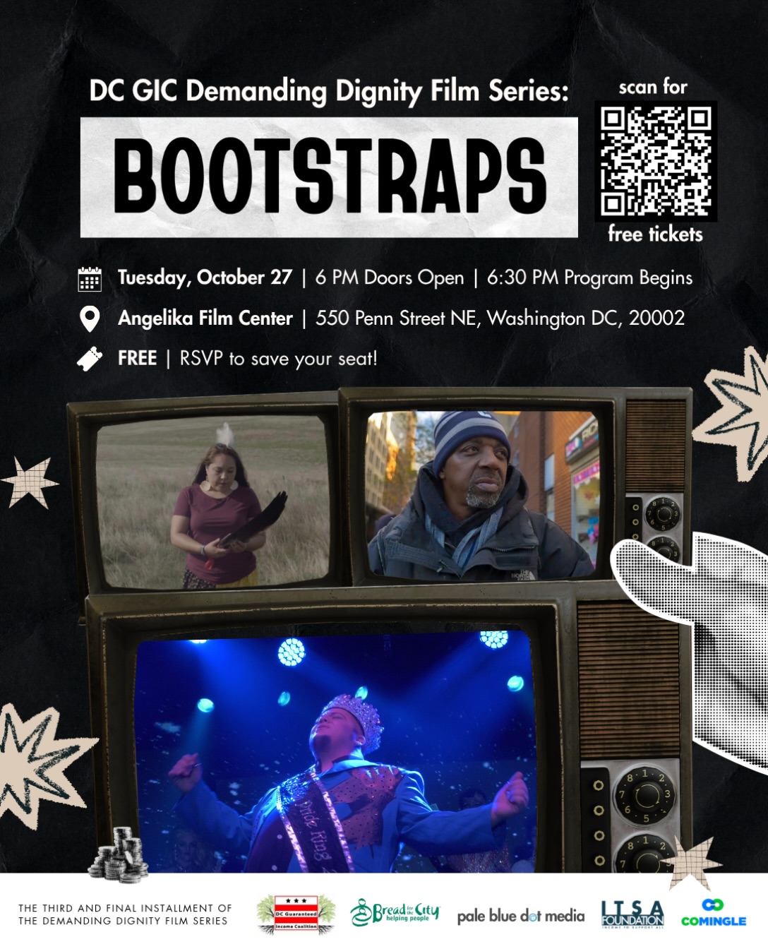 ‼️ Save the date! 🎬 Join @dcgicoalition for its 6th anniversary celebration and the third and final installment of the Demanding Dignity Film Series: a screening of @bootstraps_tv, followed by a conversation with series co-creator Conrad Shaw.
🗓️ Tuesday, October 27
⏰ Doors open at 6 PM; the program begins at 6:30 PM
📍 Angelika Film Center, 550 Penn Street NE, Washington, DC 20002
🍿 Free popcorn and a drink, with a reception to follow
🎟️ Free tickets, first come, first served. RSVP to save your spot: bit.ly/DC-Bootstraps